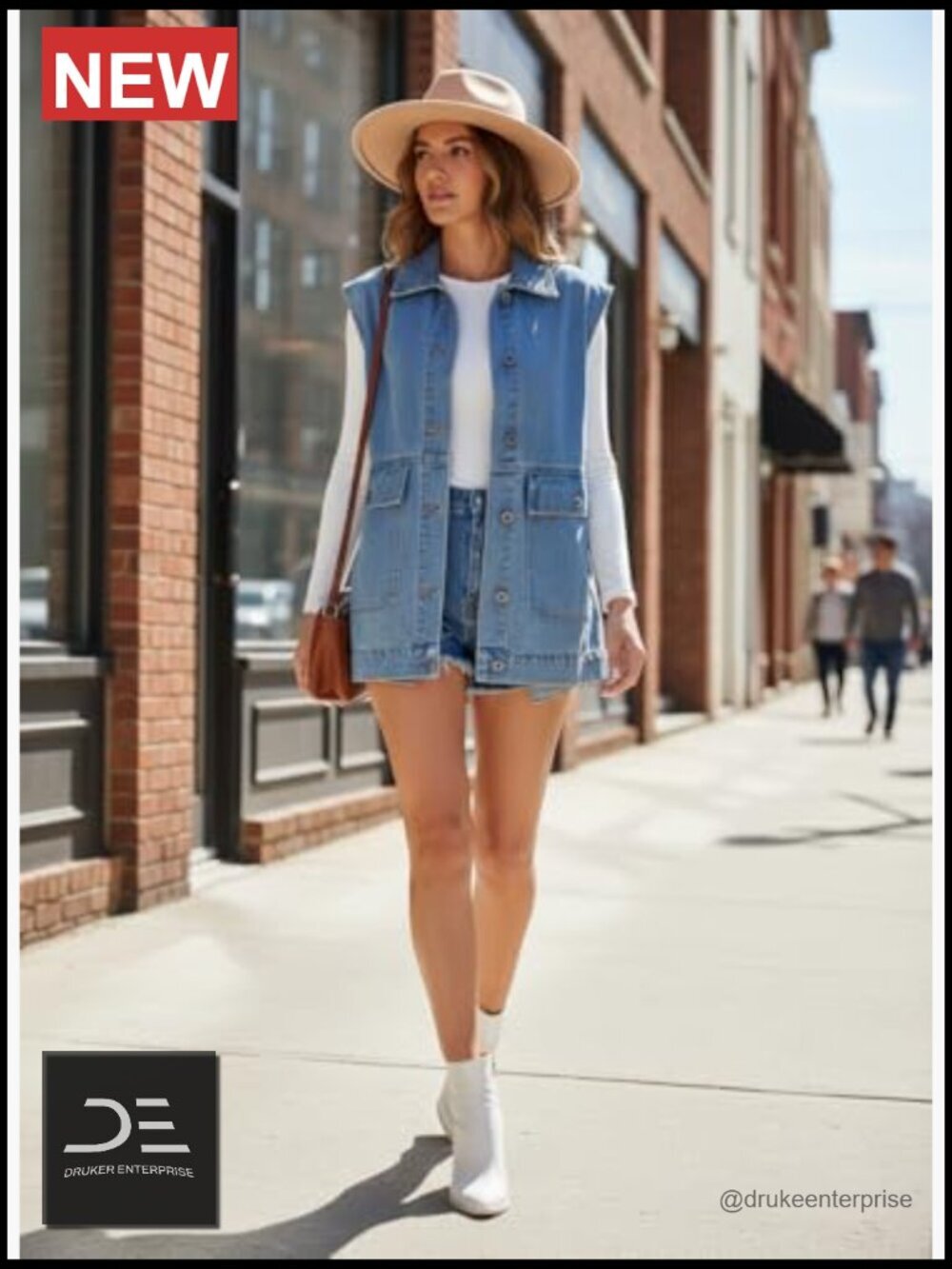 Sleeveless Denim Vest with Pockets Casual Layering Jacket - Picture 6 of 7